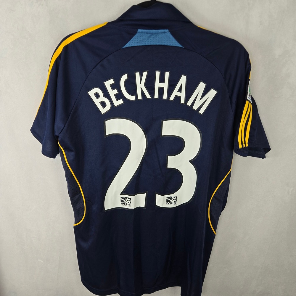 LA Galaxy David‎ Beckham 23 MLS Soccer Jersey Navy Blue Mens M Herbalife 2007-08 - Picture 2 of 7